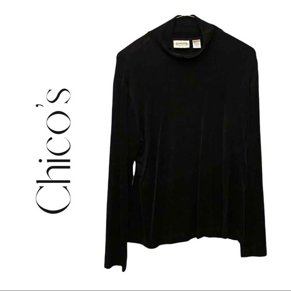 Chico's Travelers Mock Neck Long Sleeve Blouse Size 1